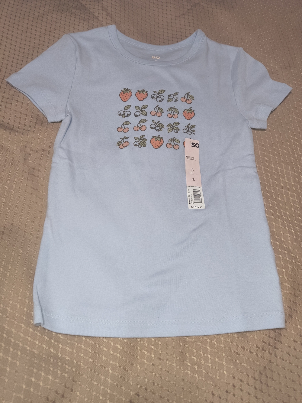 SO Kids Light Blue Strawberry Graphic Tee